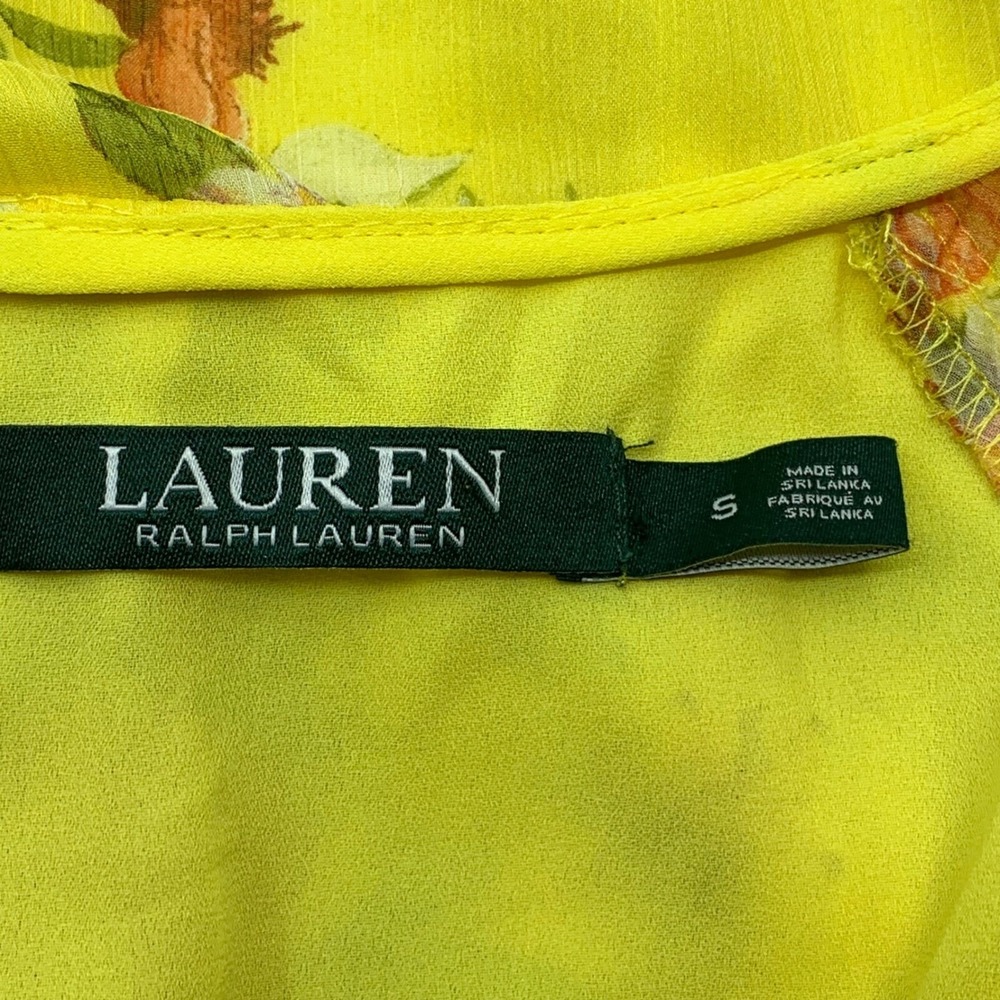 Lauren Ralph Lauren Blouse Women's Floral Wrap Georgette Side Tie Yellow Size‎ S - Picture 7 of 8